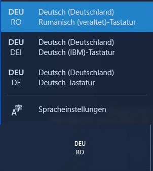 System-Tray: Sprachumschaltung