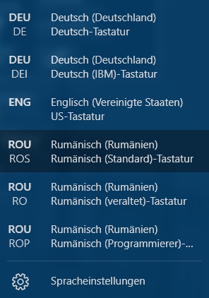 System-Tray: Sprachumschaltung
